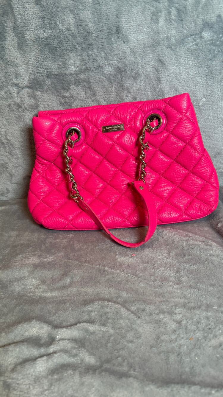 Kate Spade Gold Coast Maryanne Small Hot Pink Quilted Leather Shoulder Bag